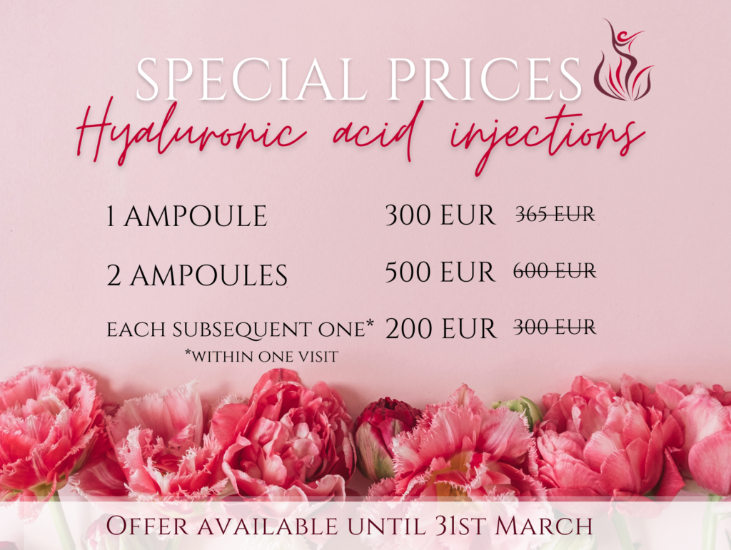 Special prices for hyaluronic acid injections Aesthetica.lv